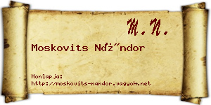 Moskovits Nándor névjegykártya